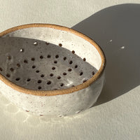 Hand Built Ceramic Colander - Berry Strainer (Speckled White)