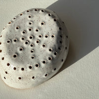 Hand Built Ceramic Colander - Berry Strainer (Speckled White)