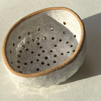 Hand Built Ceramic Colander - Berry Strainer (Speckled White)