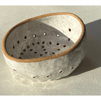 Hand Built Ceramic Colander - Berry Strainer (Speckled White)