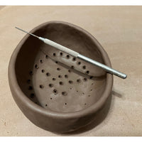 Hand Built Ceramic Colander - Berry Strainer (Speckled White)