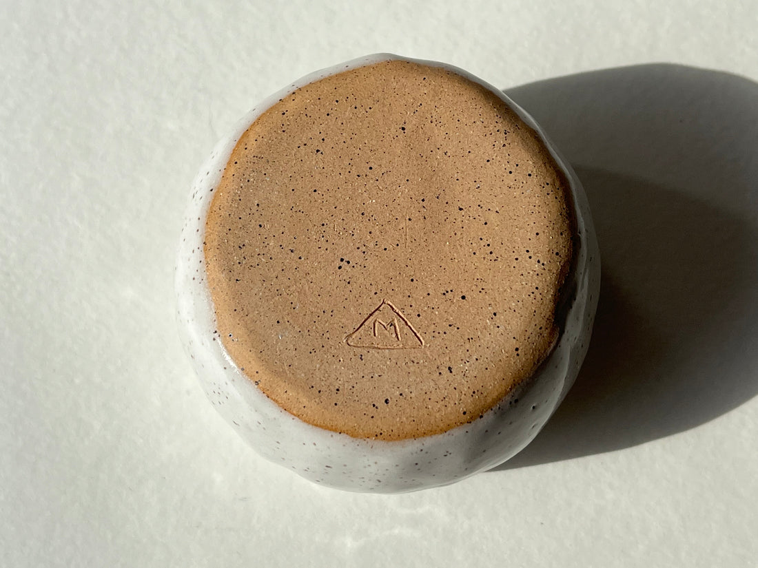 Small White Ceramic Jar with Lid in Speckled Clay