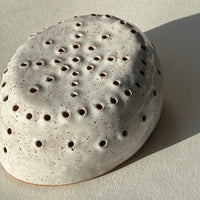Hand Built Ceramic Colander - Berry Strainer (Speckled White)